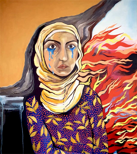 Amani Haydar, Burnout Culture, acrylic on canvas, 2019.png